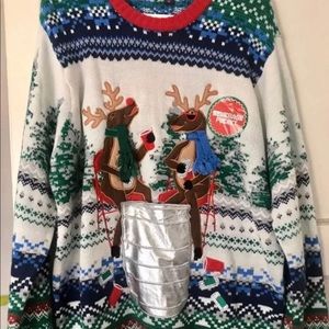 Mens Reindeer Ugly Christmas Sweater XL
